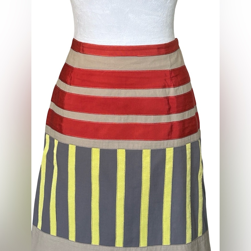 Neeah by D.A.R. Striped Midi Skirt Multicolor Cotton Size M Modest Art Boho - Picture 4 of 11